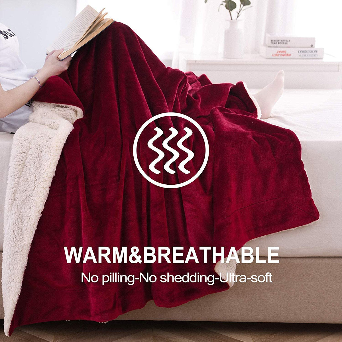 Sherpa Fleece Throw Blanket for Couch