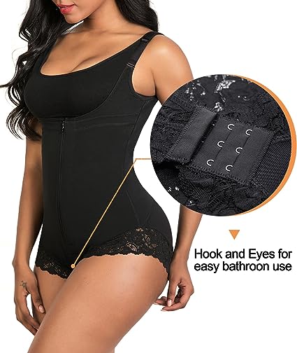 Tummy Control Shapewear Bodysuit – Zip-Up, Open Bust & No Hooks
