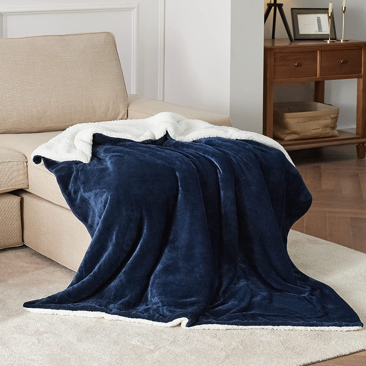 Sherpa Fleece Throw Blanket for Couch