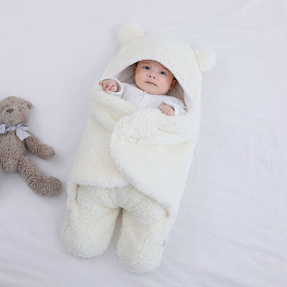 Newborn Swaddle Wrap – Plush &amp; Hooded for Winter