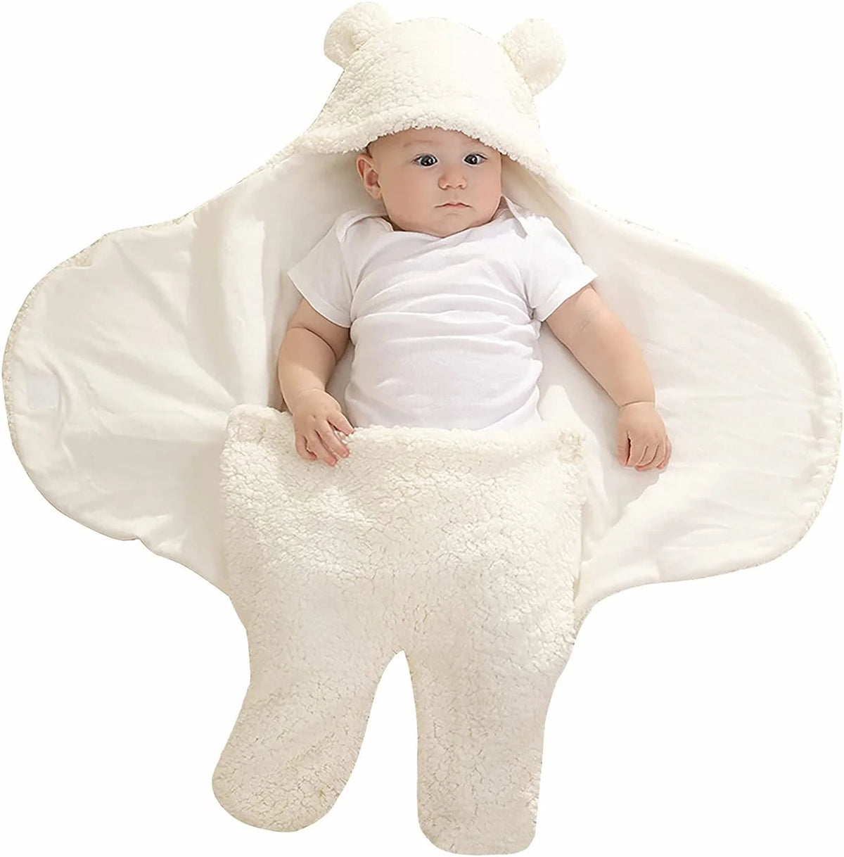 Newborn Swaddle Wrap – Plush &amp; Hooded for Winter