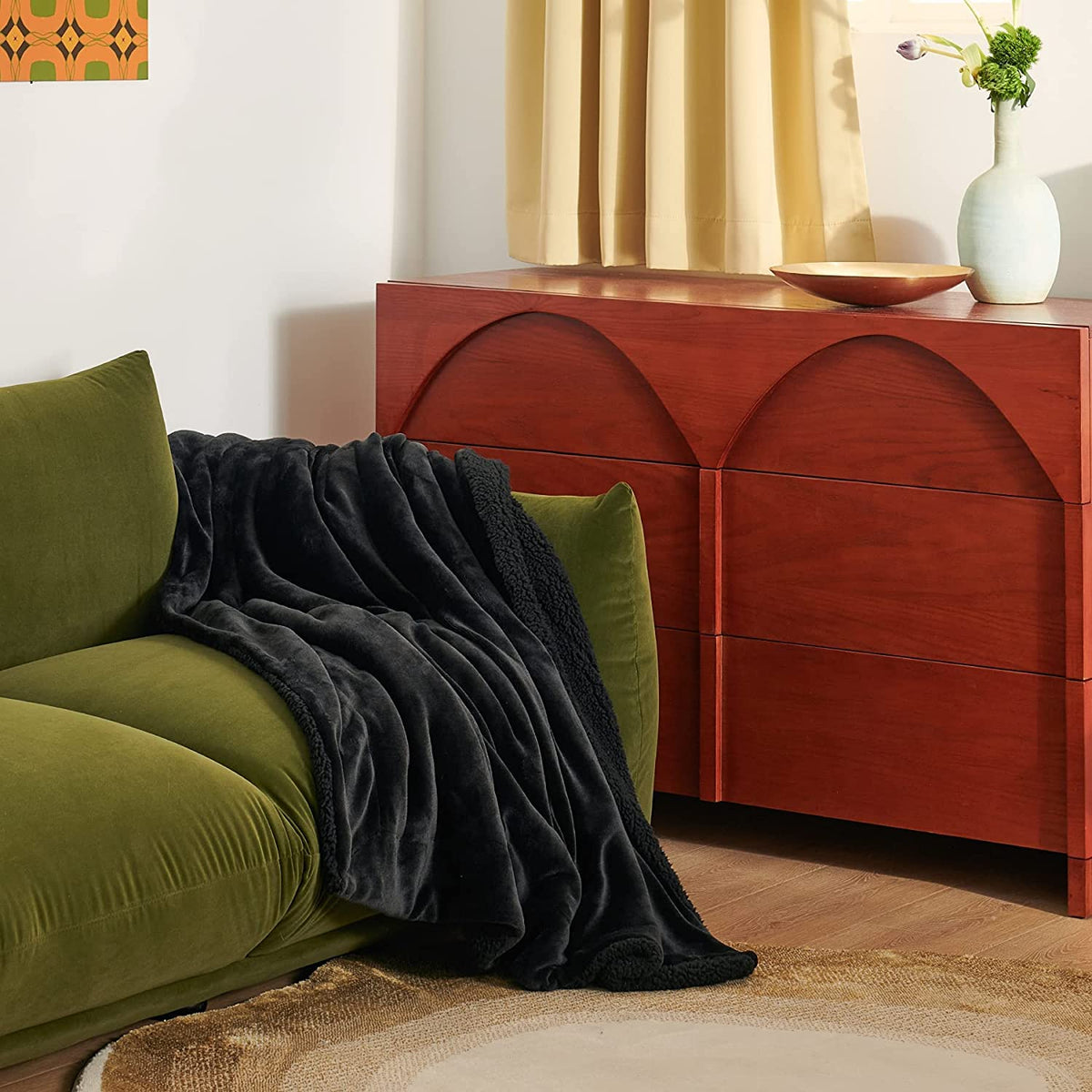 Sherpa Fleece Throw Blanket for Couch