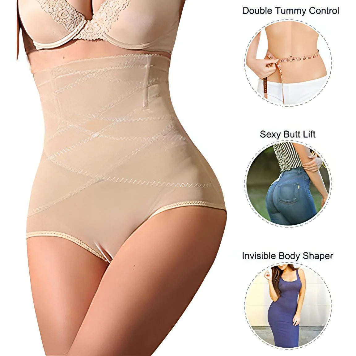 High-Waist Hips Lifter Shapewear – Double Tummy Control