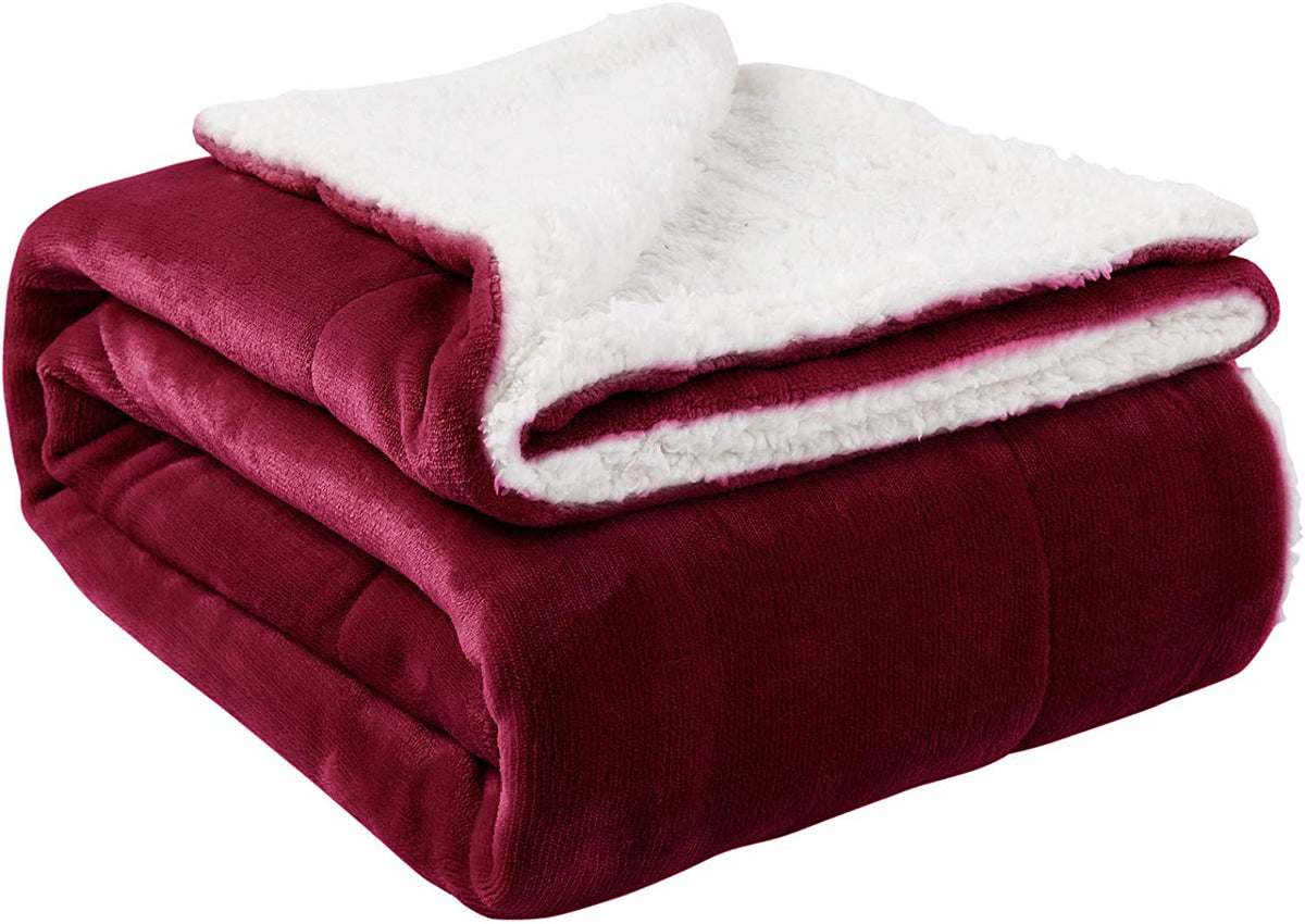 Sherpa Fleece Throw Blanket for Couch