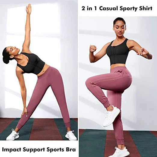 Zip-Front Longline Sports Bra – Wire-Free &amp; Full Coverage