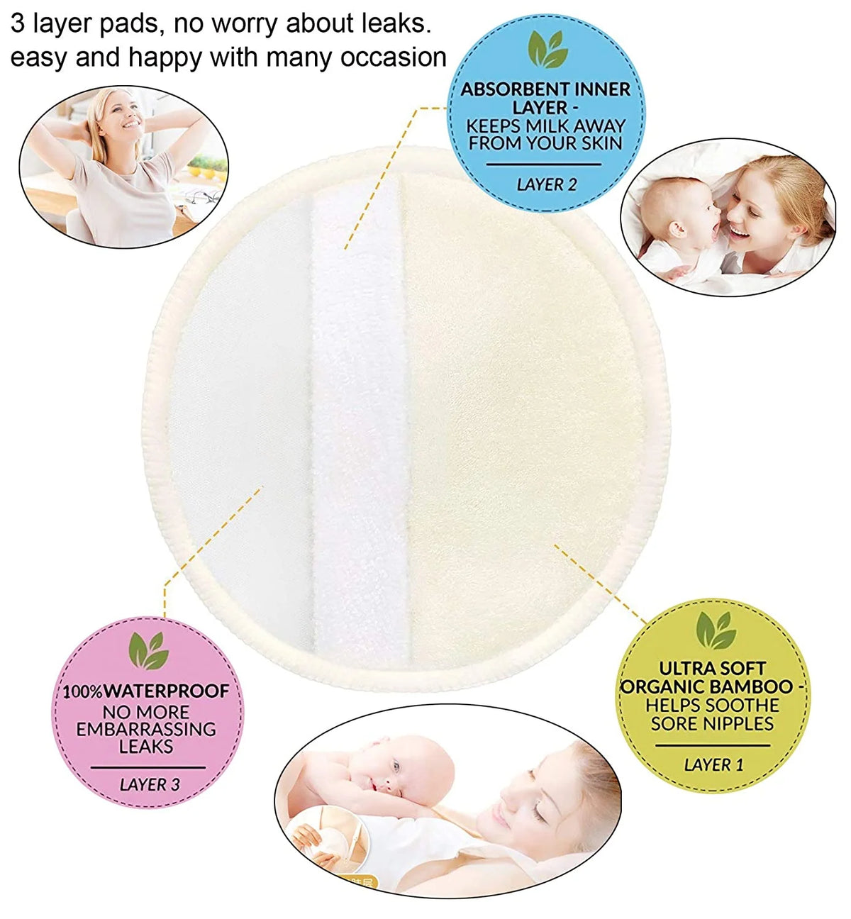 Organic Bamboo Nursing Pads – Reusable &amp; Ultra-Soft