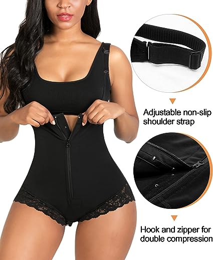 Tummy Control Shapewear Bodysuit – Zip-Up, Open Bust &amp; No Hooks