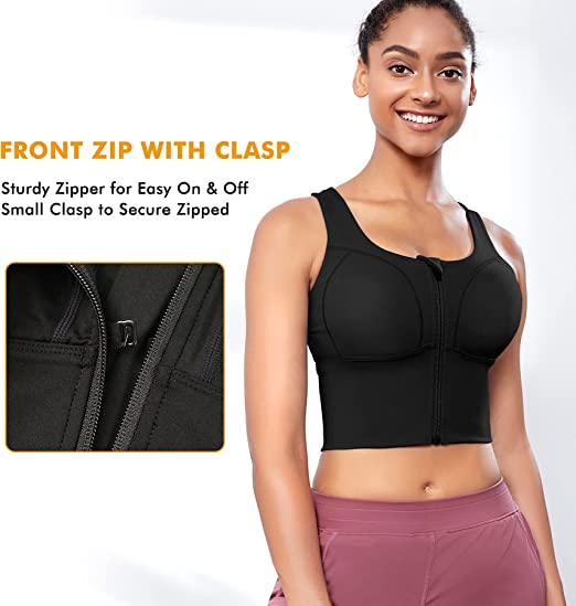Zip-Front Longline Sports Bra – Wire-Free &amp; Full Coverage