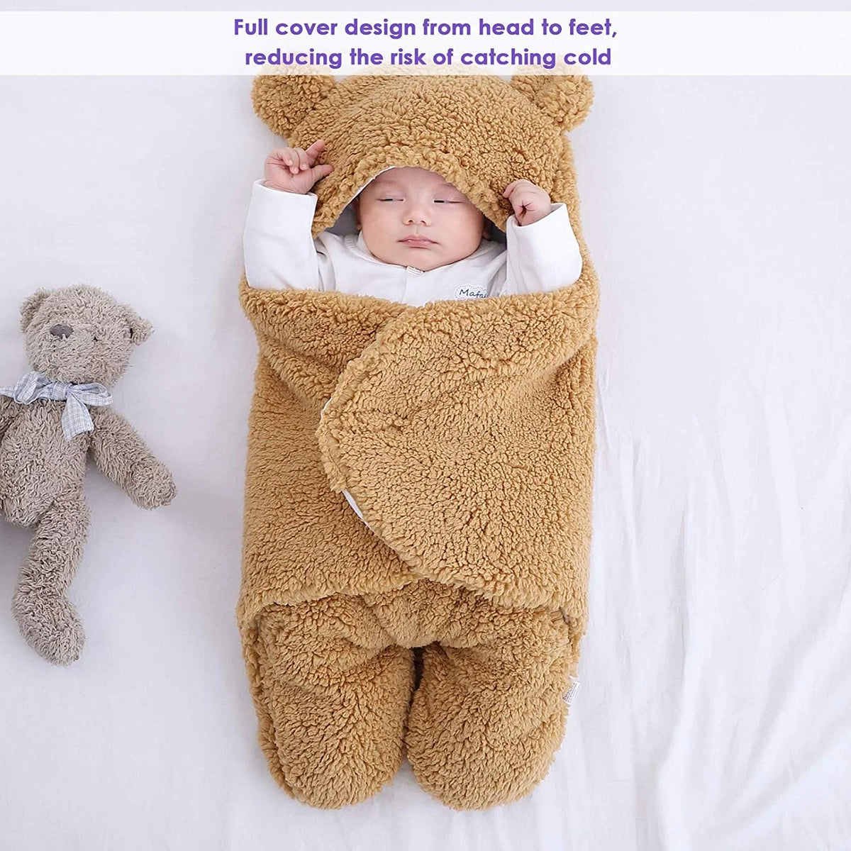 Newborn Swaddle Wrap – Plush &amp; Hooded for Winter