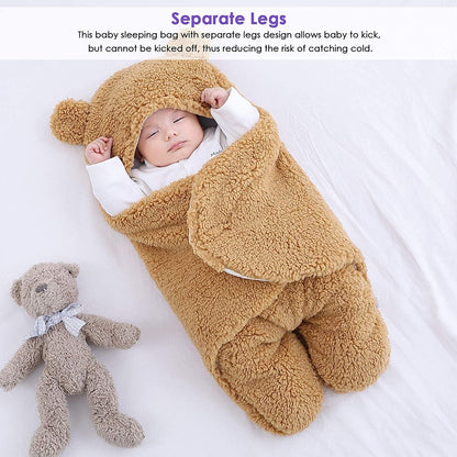 Newborn Swaddle Wrap – Plush &amp; Hooded for Winter