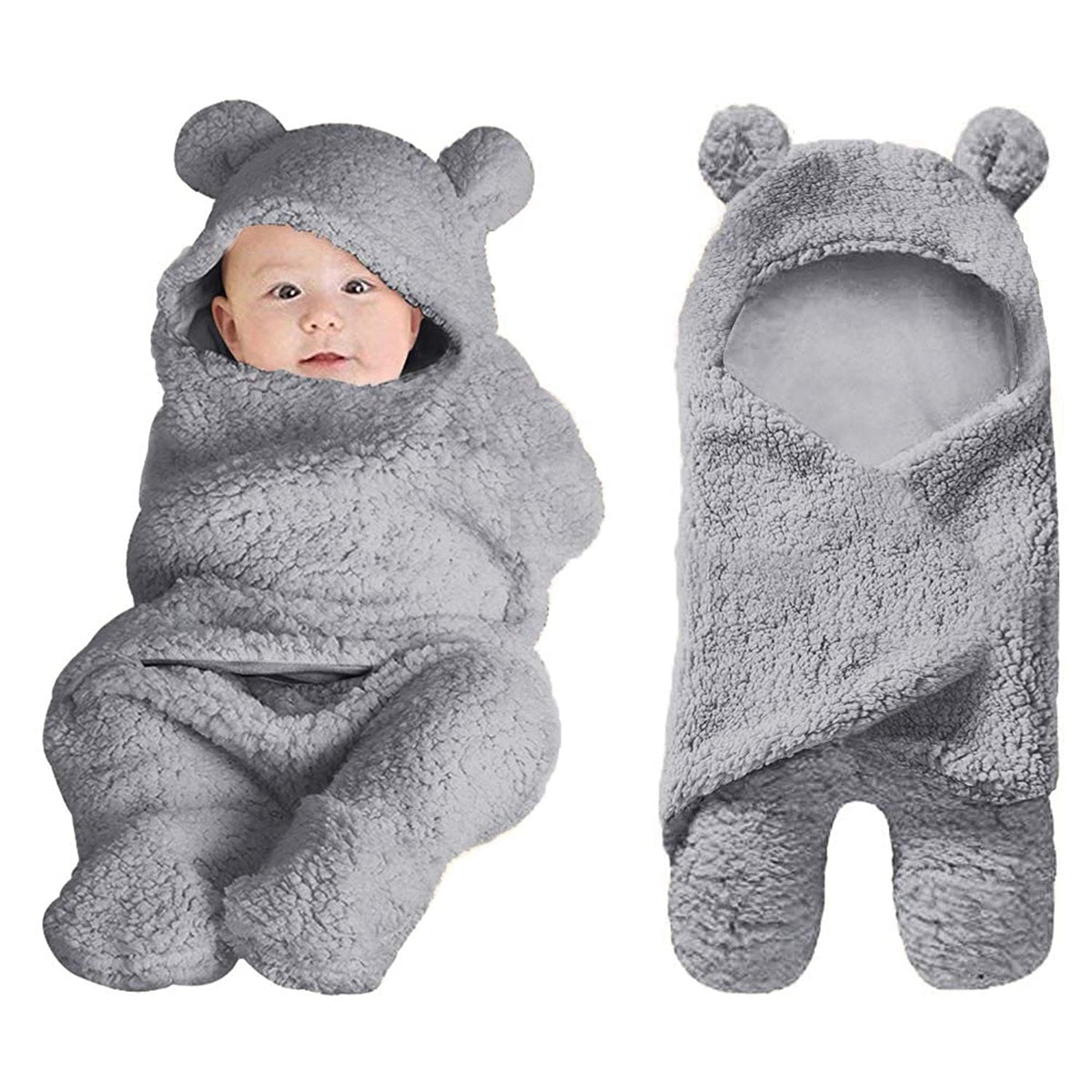 Newborn Swaddle Wrap – Plush &amp; Hooded for Winter
