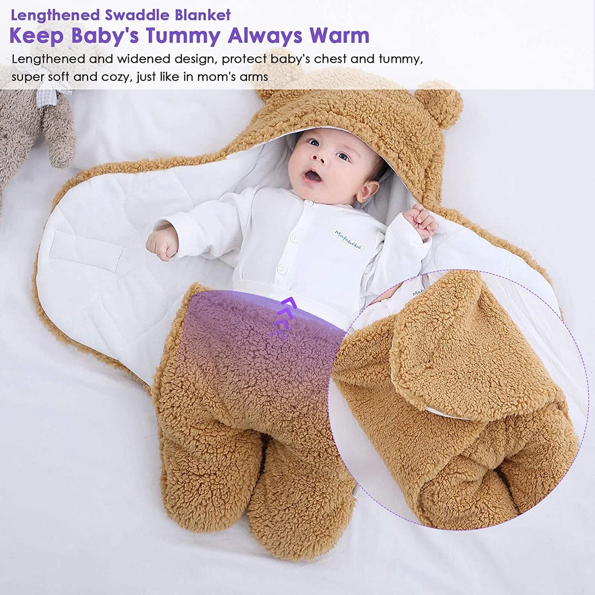 Newborn Swaddle Wrap – Plush &amp; Hooded for Winter