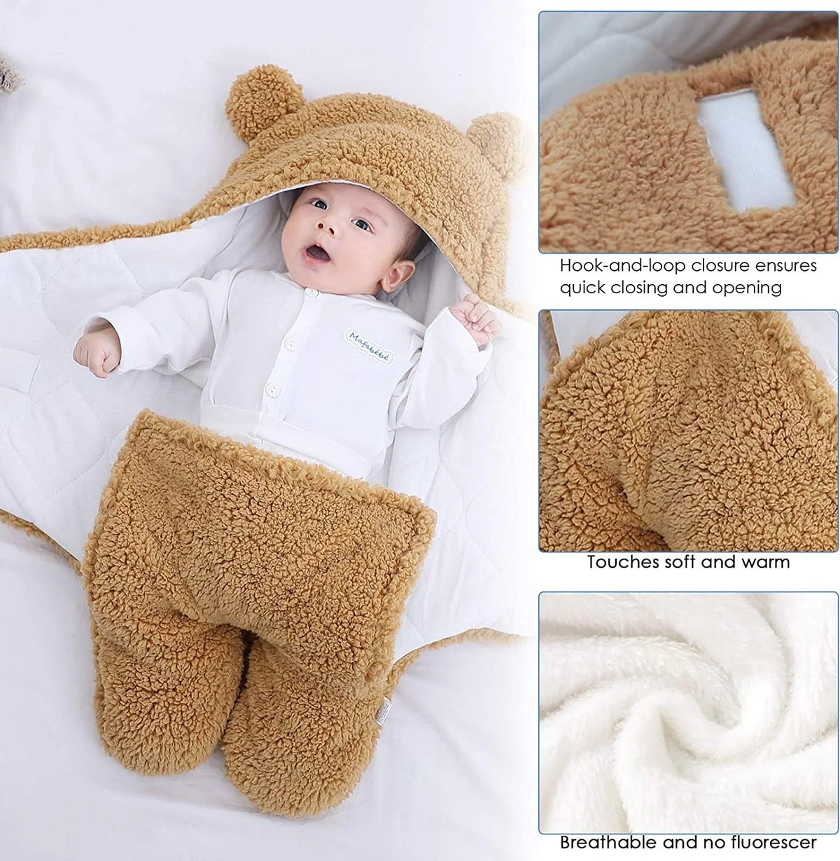 Newborn Swaddle Wrap – Plush &amp; Hooded for Winter