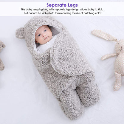 Newborn Swaddle Wrap – Plush &amp; Hooded for Winter
