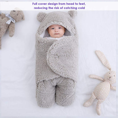 Newborn Swaddle Wrap – Plush &amp; Hooded for Winter