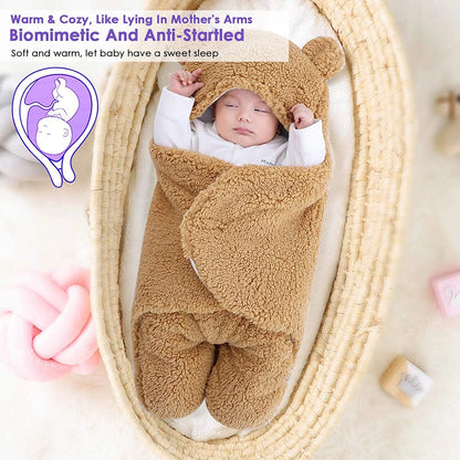 Newborn Swaddle Wrap – Plush &amp; Hooded for Winter