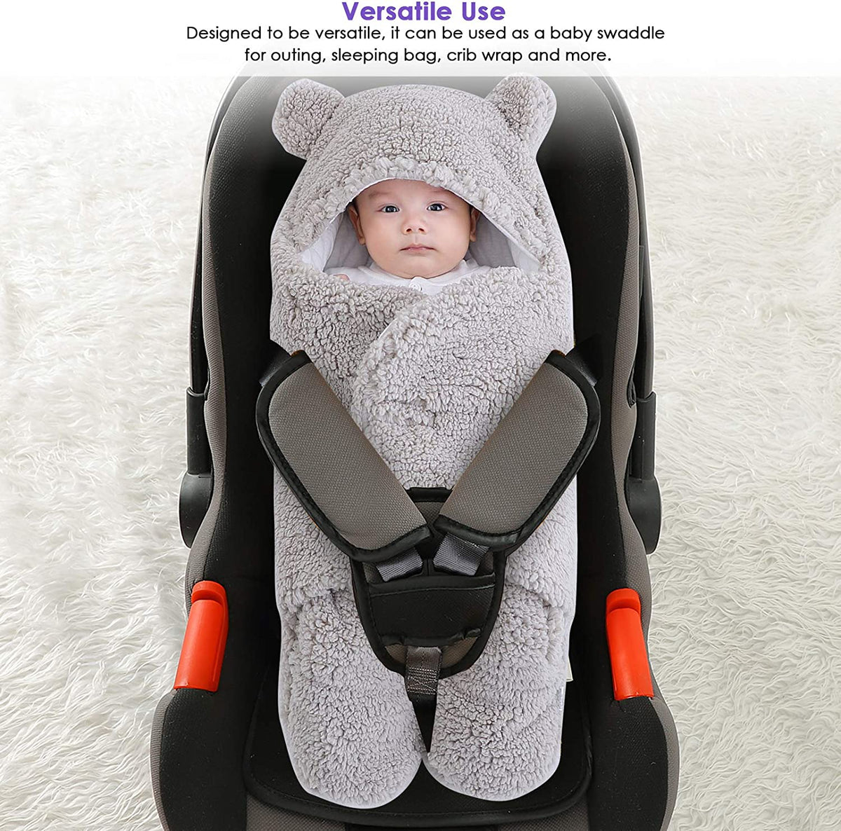 Newborn Swaddle Wrap – Plush &amp; Hooded for Winter
