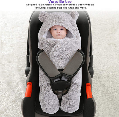 Newborn Swaddle Wrap – Plush &amp; Hooded for Winter