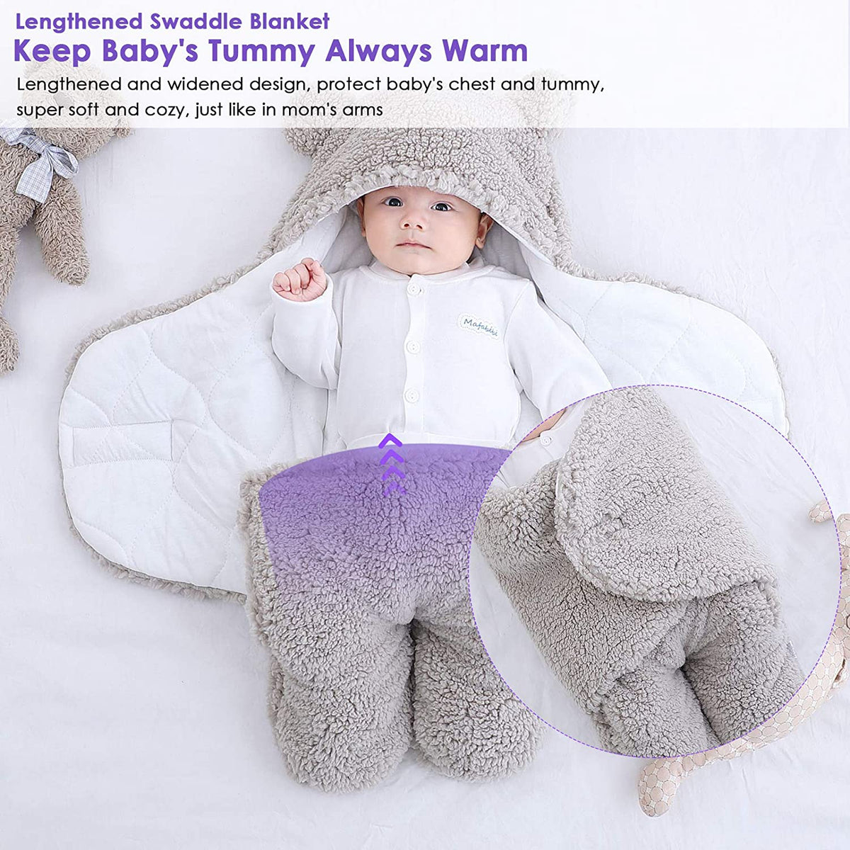 Newborn Swaddle Wrap – Plush &amp; Hooded for Winter