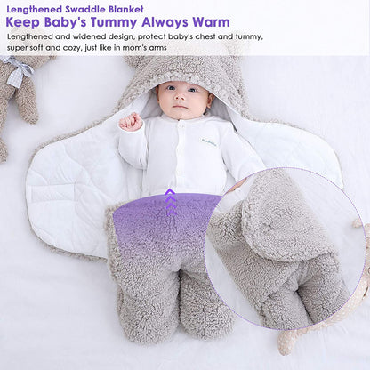 Newborn Swaddle Wrap – Plush &amp; Hooded for Winter
