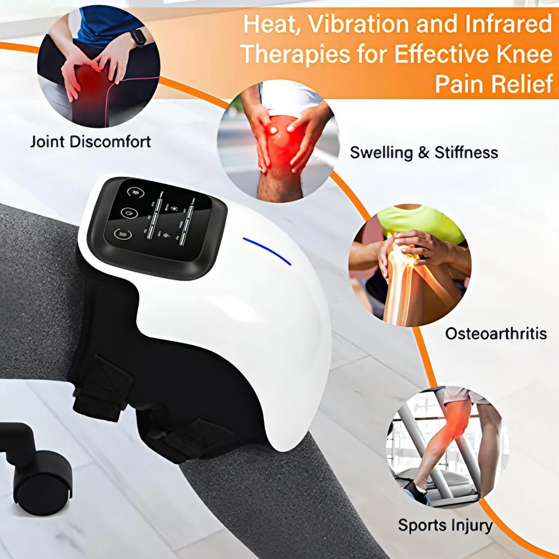 Cordless Knee Massager – Infrared Heat &amp; Vibration Relief