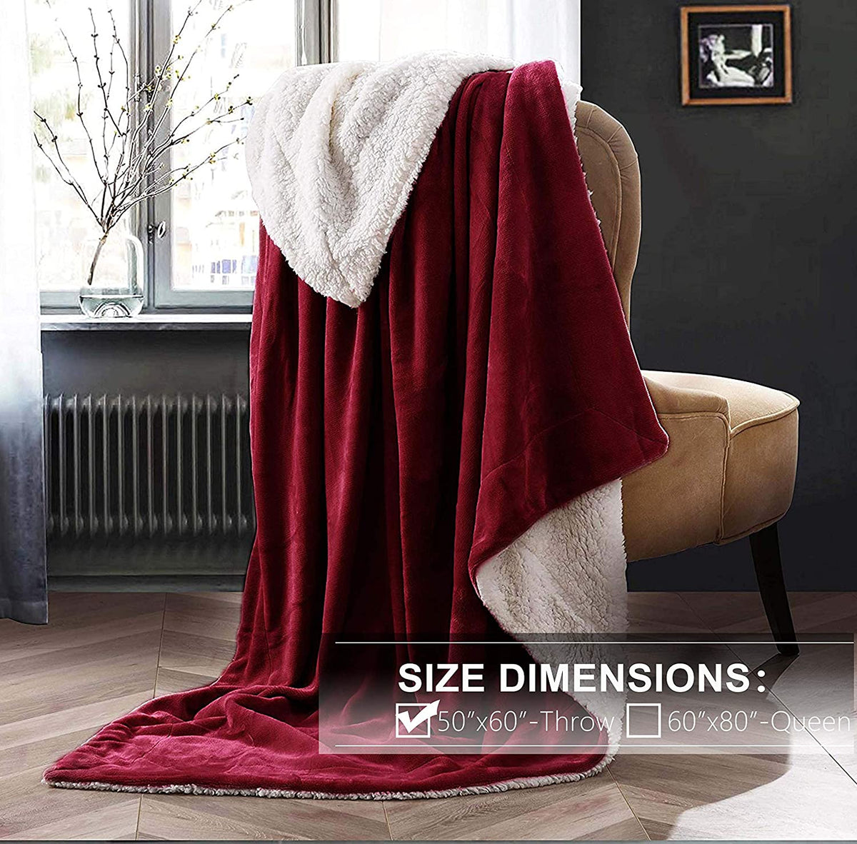 Sherpa Fleece Throw Blanket for Couch