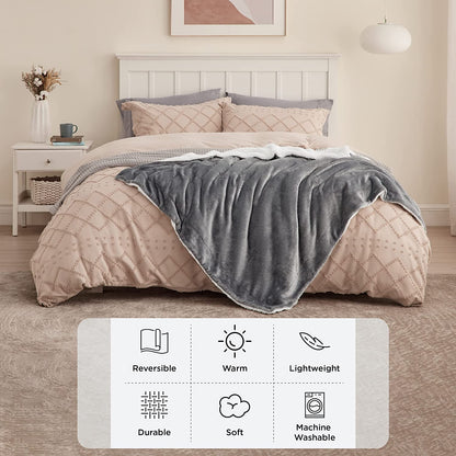 Sherpa Fleece Throw Blanket for Couch