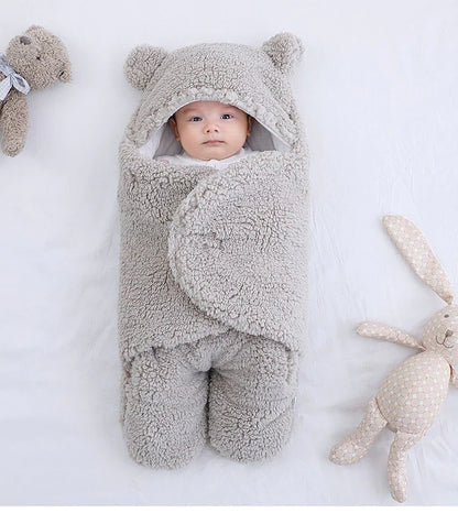 Newborn Swaddle Wrap – Plush &amp; Hooded for Winter