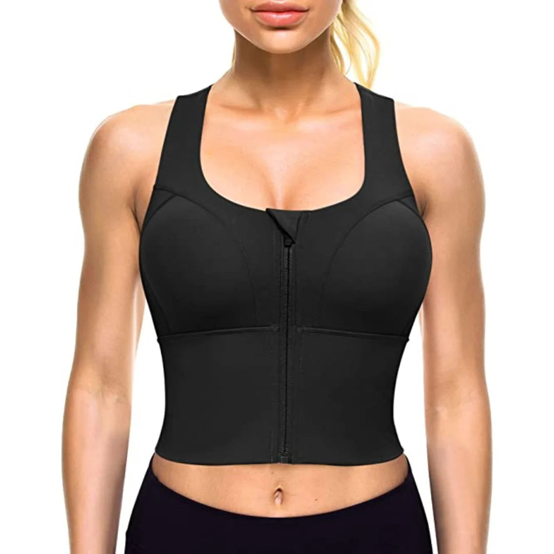 Zip-Front Longline Sports Bra – Wire-Free &amp; Full Coverage