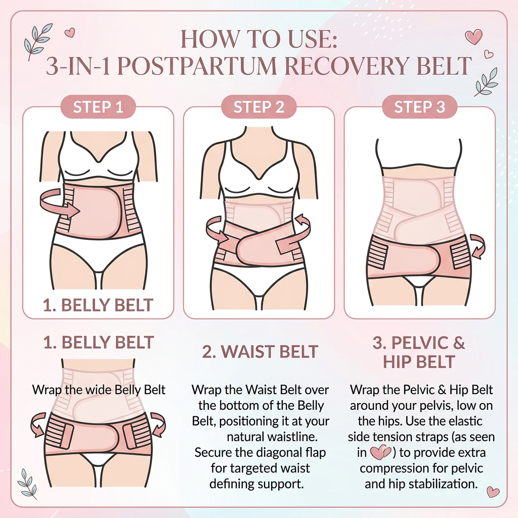 3-in-1 Postpartum Recovery Belt - How to Use