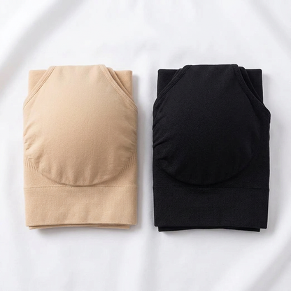 Flat lay of 2-pack wire-free bras in nude and black