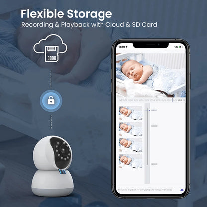 Baby Monitor with Camera &amp; Audio – 3MP Night Vision + Motion Detection