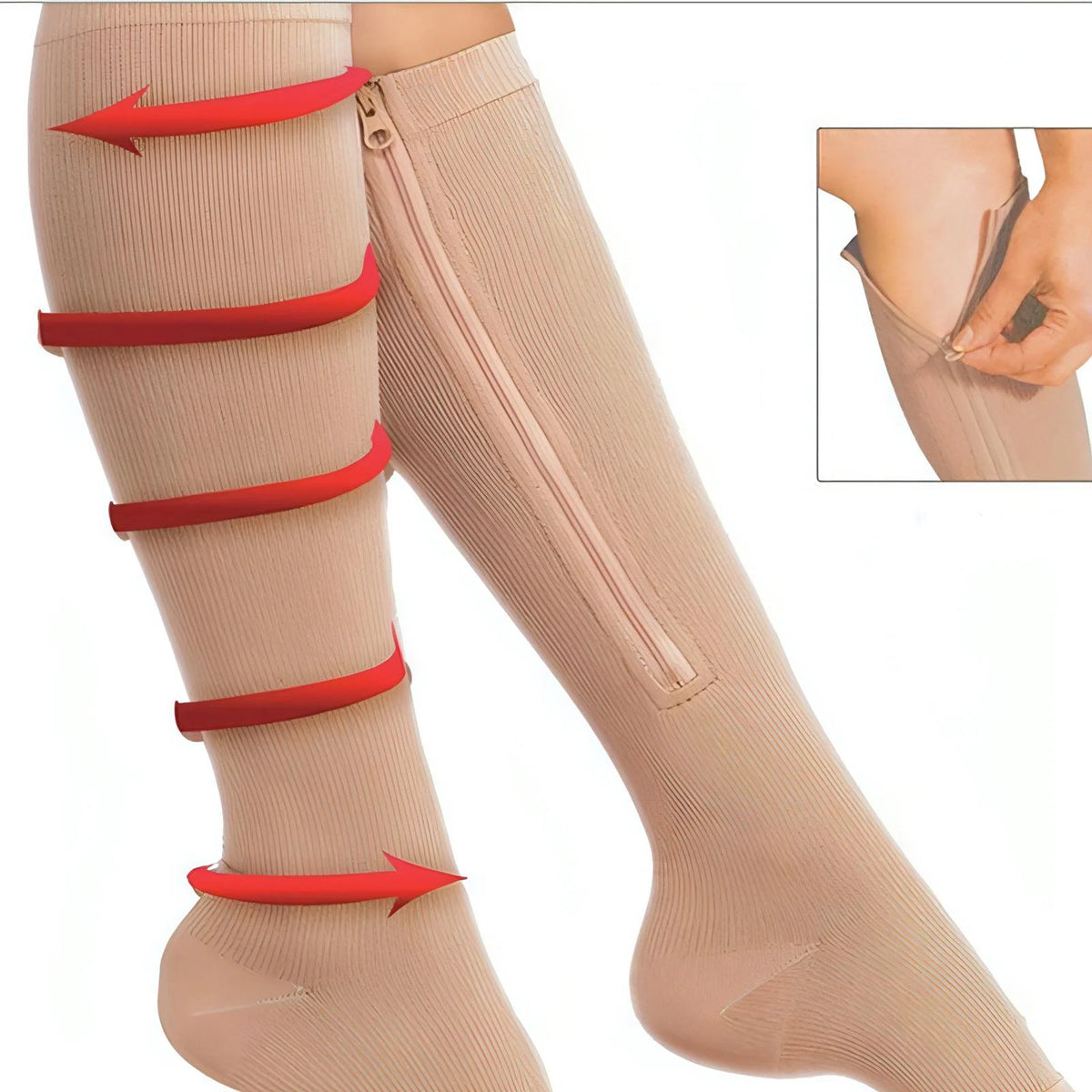 Zip-Up Compression Socks – Open Toe for All-Day Leg Comfort