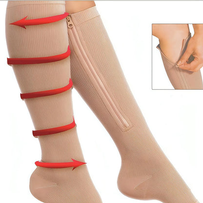 Zip-Up Compression Socks – Open Toe for All-Day Leg Comfort